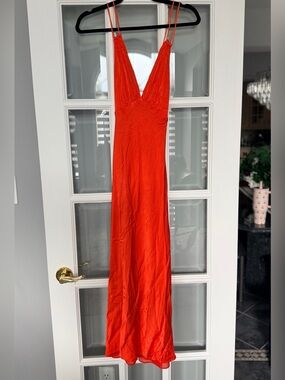 Shona Joy Red Spaghetti-Strap V-Neck Maxi Dress